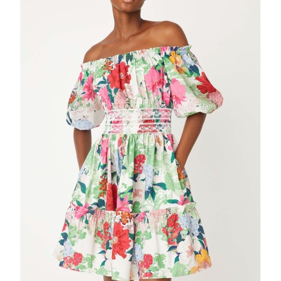 NEW Cara Cara Sally Mini Off Shoulder Dress - Booming Floral Motif - Picture 12 of 13